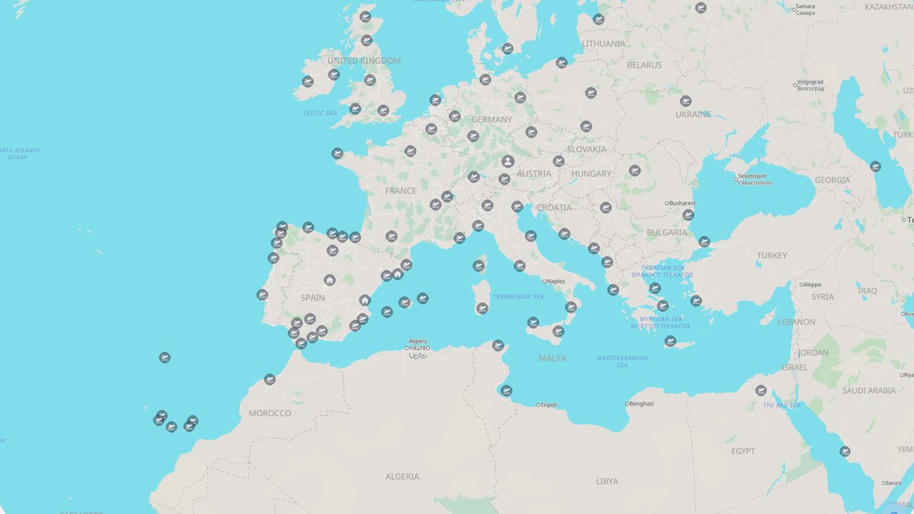 Mapa de rutas y bases virtuales del ecosistema HISPAFLY