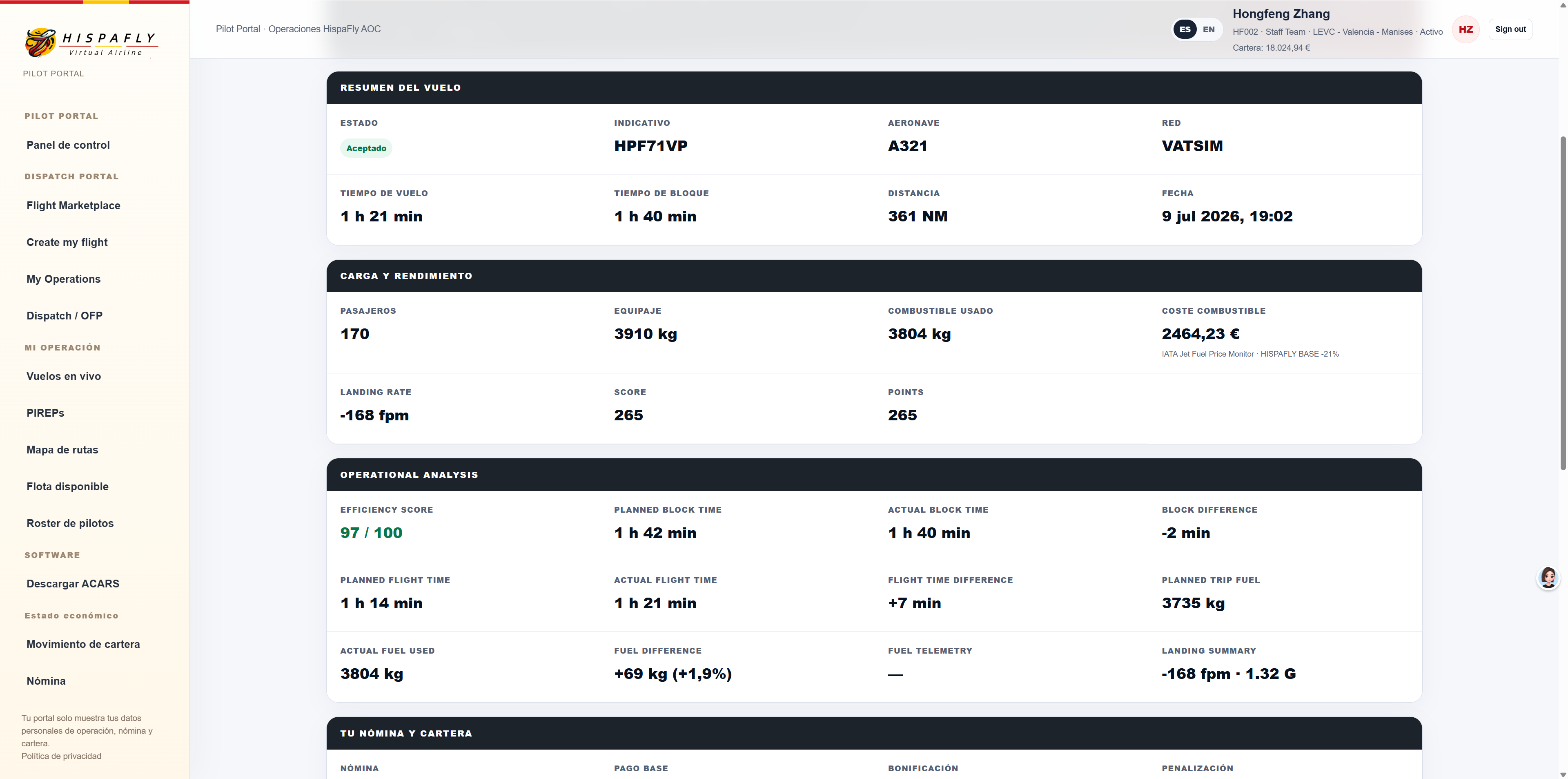 HISPAFLY AOC flight report
